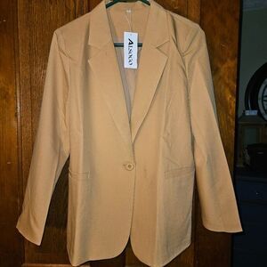 Alsogo Women’s Camel Khaki Blazer – Size Large, NWT, Career & Casual Layering